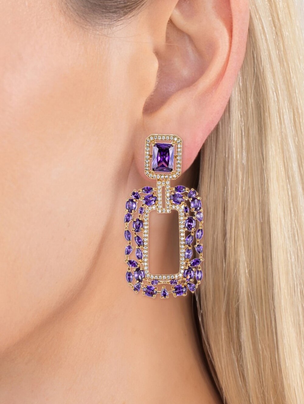 Eye Candy Ivy Purple Earrings 18K Gold Plated